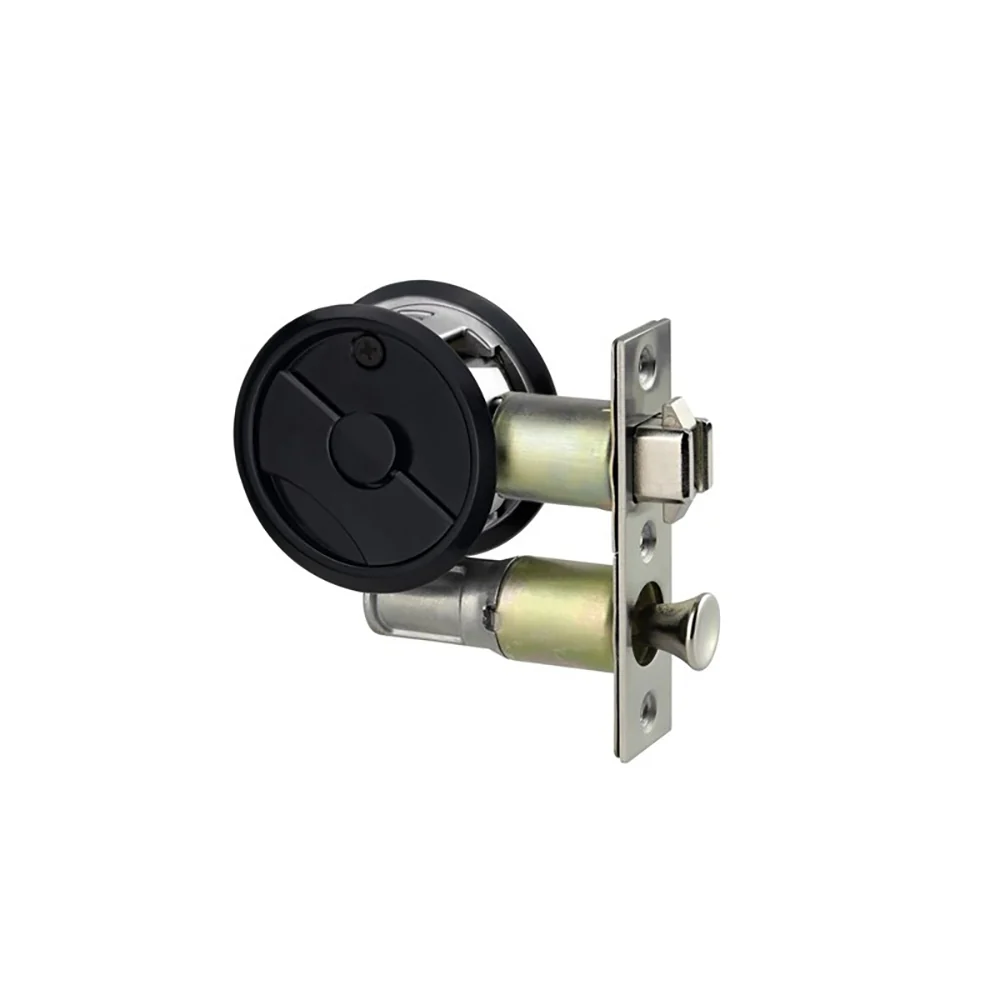 Lockwood Symmetry Round Cavity Sliding Door Privacy Set DP Matt Black 7400MBKDP - Image 2