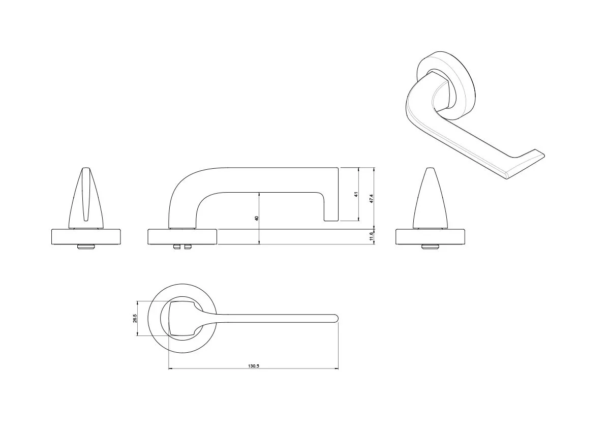Lockwood Symphony 124 Lever On Round Rose - Available in Various Finishes - Image 2