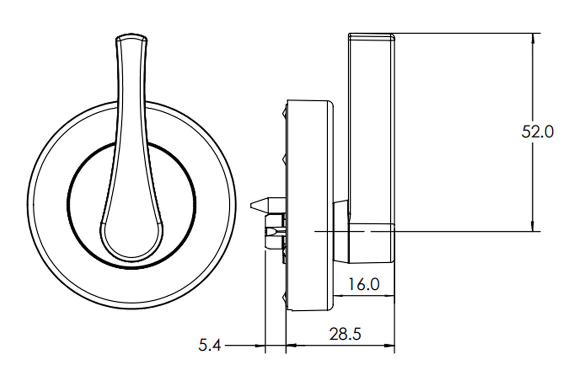 Lockwood Velocity Round Disabled Accessible Turn Snib 55mm - Available in Various Finishes - Image 2