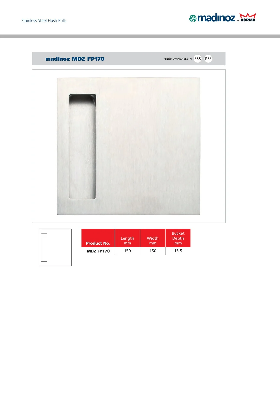 Madinoz FP170 Sliding Door Flush Pull - Available in Various Finishes - Image 3