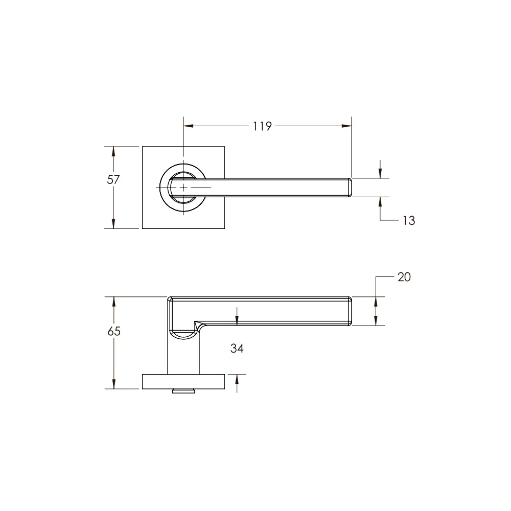 Madinoz L27TZ Urban Door Lever Handle on Square Rose - Image 2