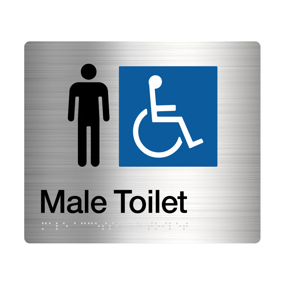 Tim The Sign Man Male Disabled Toilet Amenity Sign Braille Stainless Steel MDT-SS