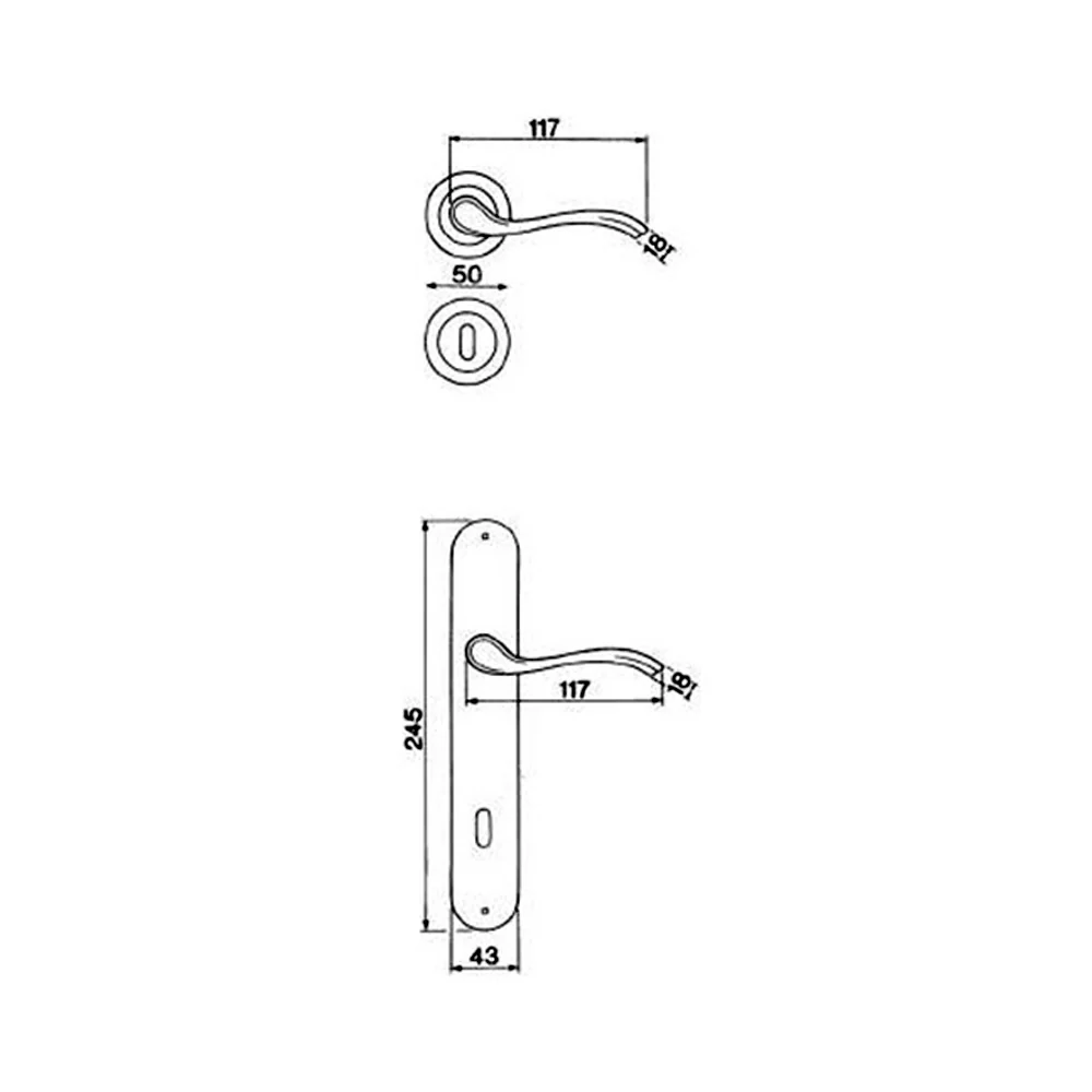 Manital M Series Erica Lever On Longplate 43mm Suits Ozi Lock - Image 2