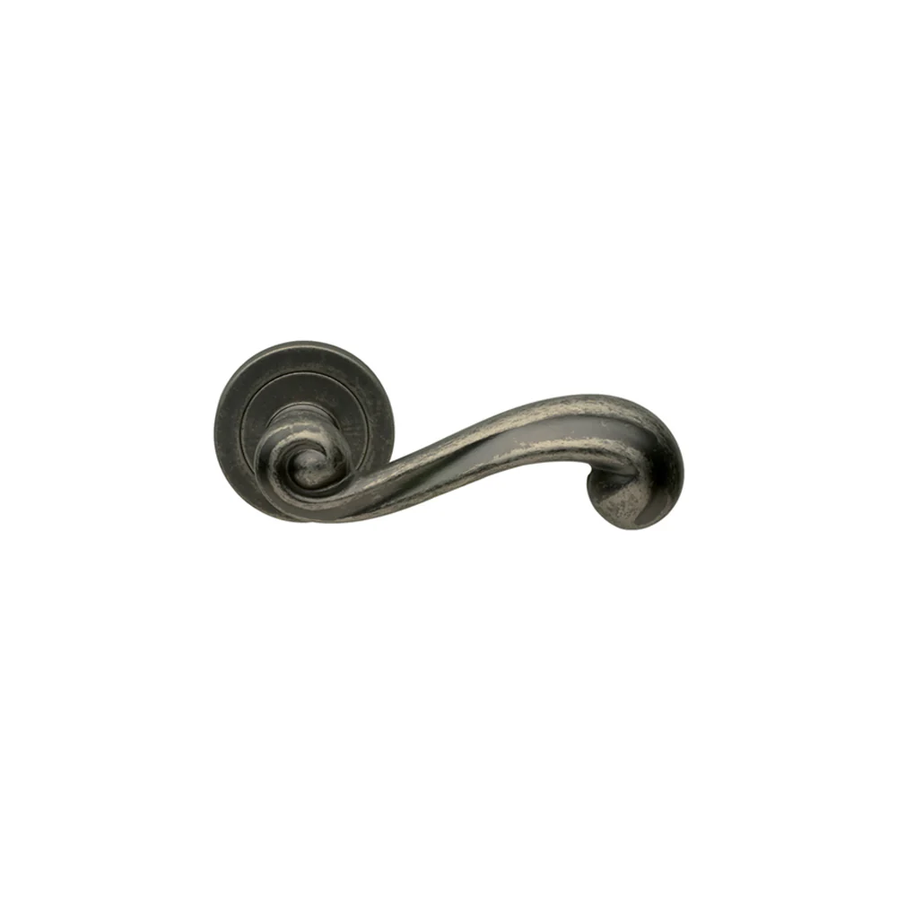 Manital Plaza Door Handle Lever Set on Round Rose - Available in Antique Iron and Black - Image 3