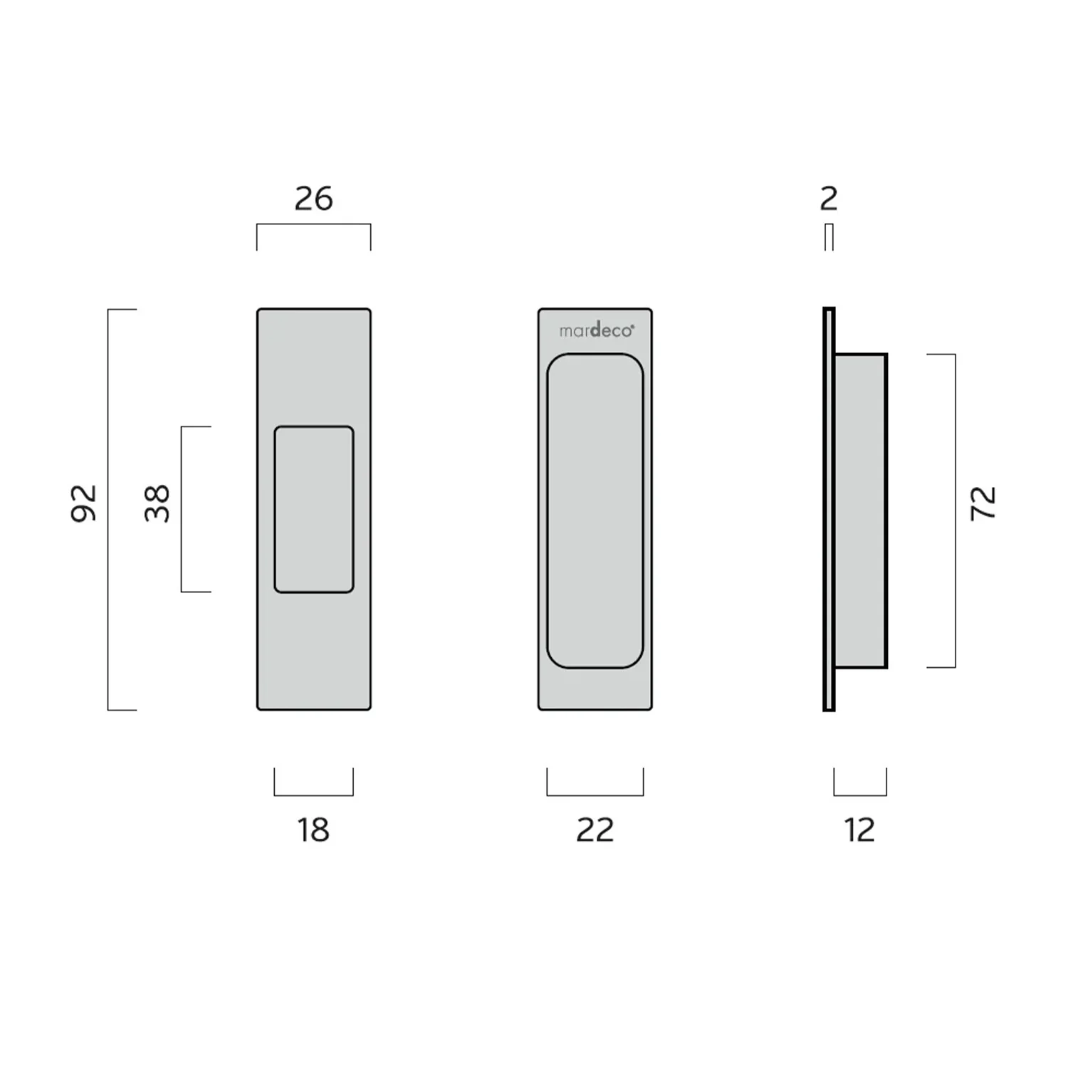 Mardeco M Series End Pull - Available in Various Finishes - Image 2