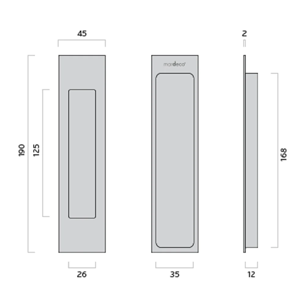 Mardeco 'M' Series Flush Pull for Sliding Doors - Available in Various Finishes - Image 3