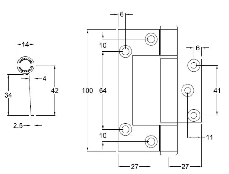 McCallum A67RTF Door Hinge Aluminium Offset Fast-Fix 100mm Black A168BLK - Image 2