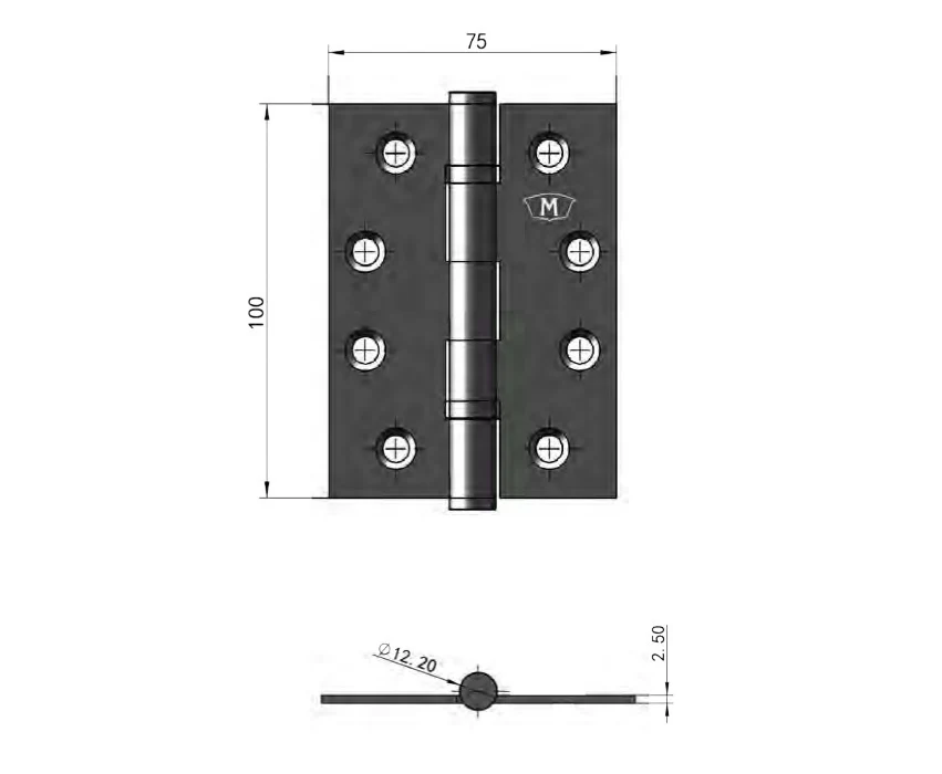 McCallum Ball Bearing Butt Hinge Fixed Pin 100x75mm Eco Black S224 - Image 2