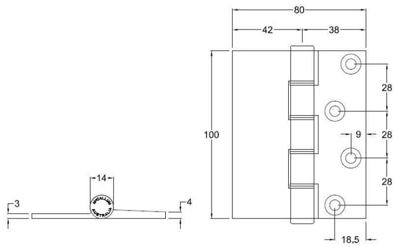 McCallum Door Hinge Aluminium Combination Concealed Fix 100mm A143 - Image 2