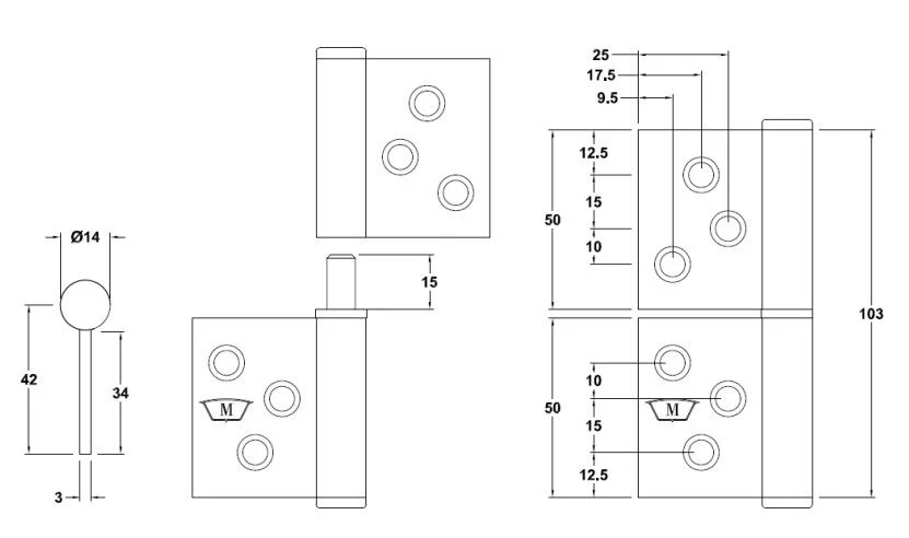 McCallum Lift Off Hinge Non Handed 100x82x3mm Stainless Steel S203 - Image 2