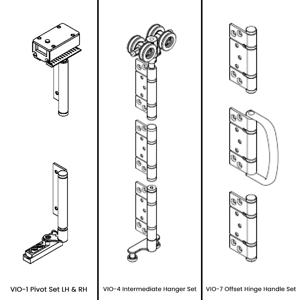McCallum VIO Folding 4 Door System 3 + 1 Outward Opening Hardware Kit Satin Stainless Steel - Image 2