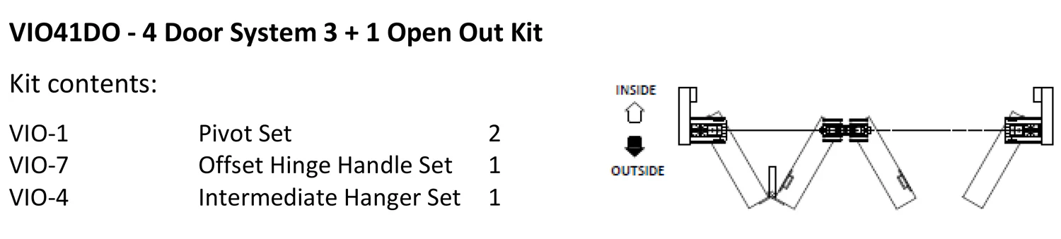 McCallum VIO Folding 4 Door System 3 + 1 Outward Opening Hardware Kit Satin Stainless Steel - Image 3