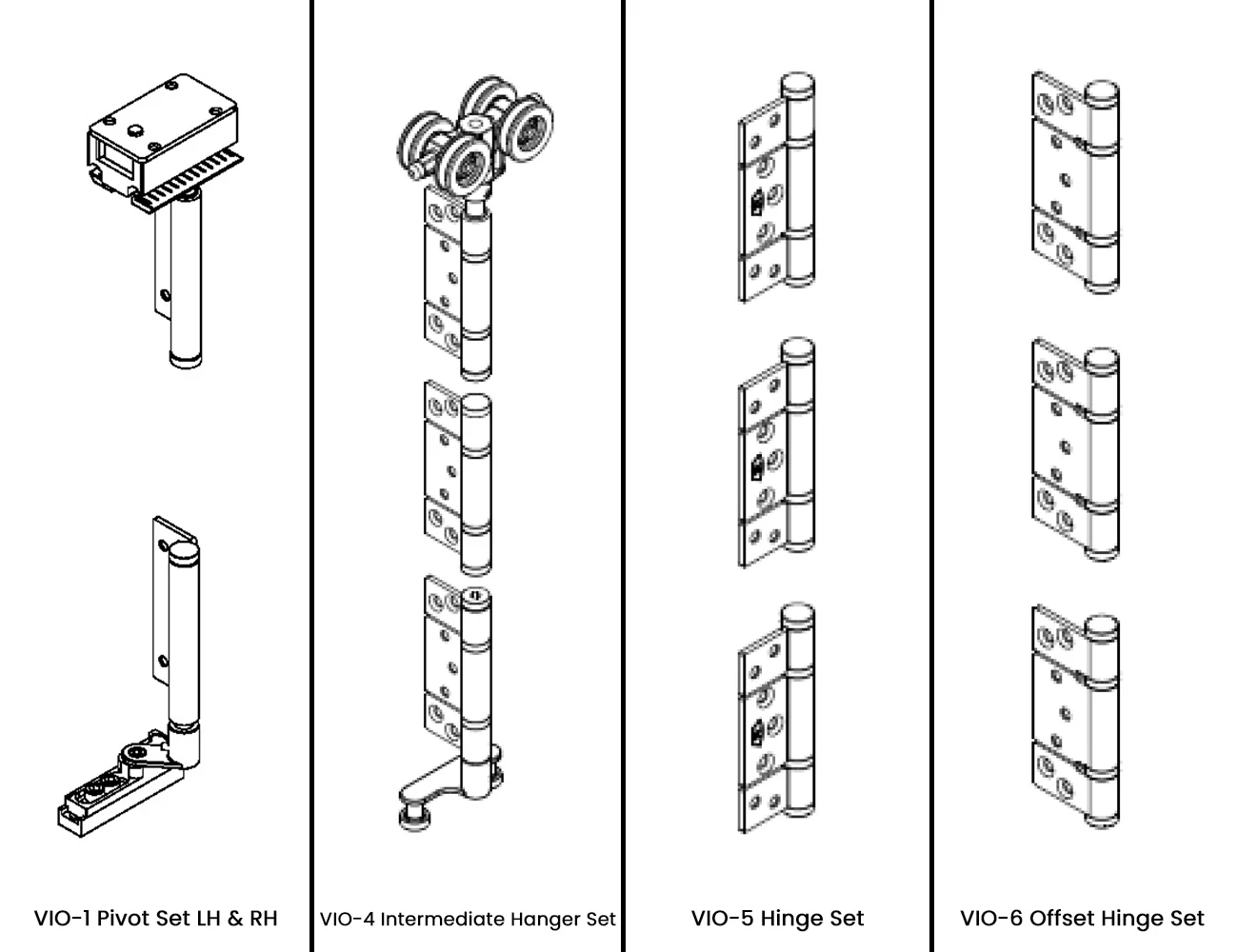 McCallum VIO Folding 5 Door System One Way Inward Opening Hardware Kit Satin Stainless Steel - Image 2