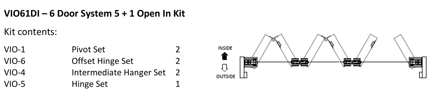 McCallum VIO Folding 6 Door System 5 + 1 Inward Opening Hardware Kit Satin Stainless Steel - Image 3