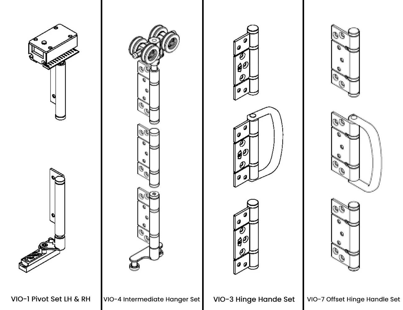 McCallum VIO Folding 6 Door System 5 + 1 Outward Opening Hardware Kit Satin Stainless Steel - Image 2