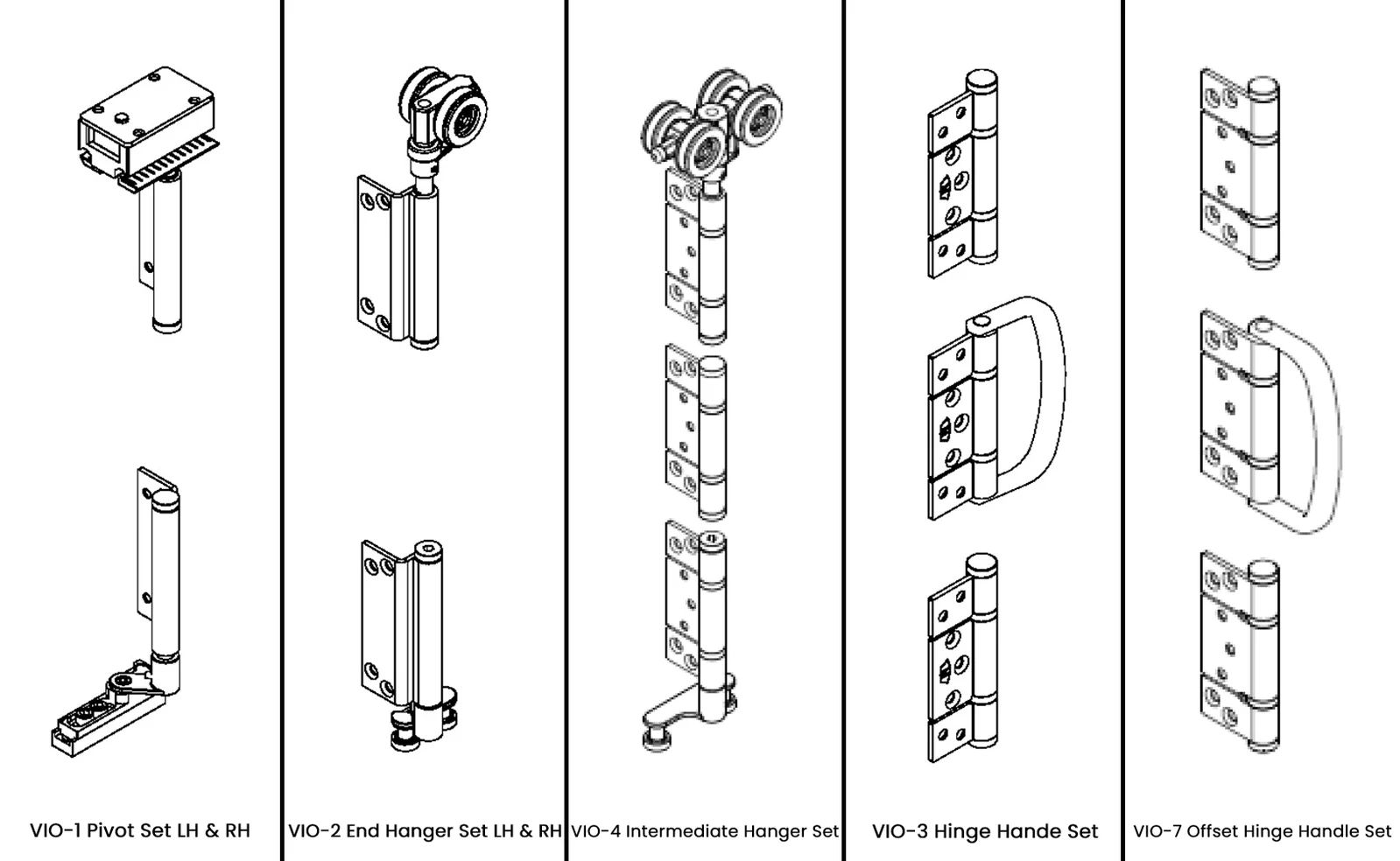 McCallum VIO Folding 7 Door System 6 + 1 Outward Opening Hardware Kit Satin Stainless Steel - Image 2