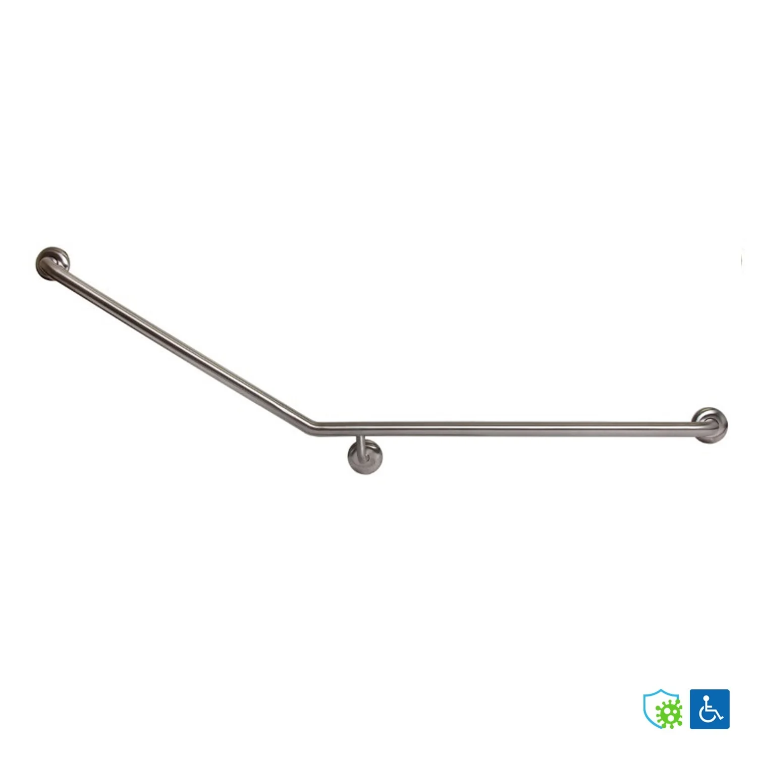 Metlam 30 Degrees Flush Mount Side Wall Grab Rail Antimicrobial - Available in Left and Right Hand - Image 3