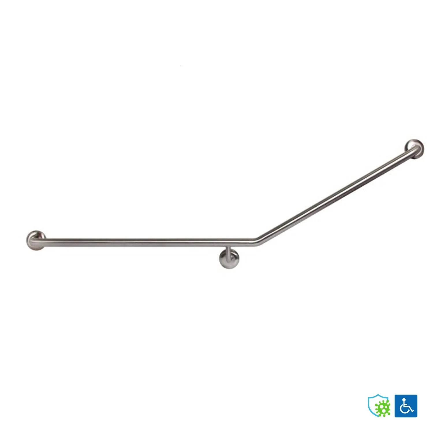 Metlam 30 Degrees Flush Mount Side Wall Grab Rail Antimicrobial - Available in Left and Right Hand - Image 4