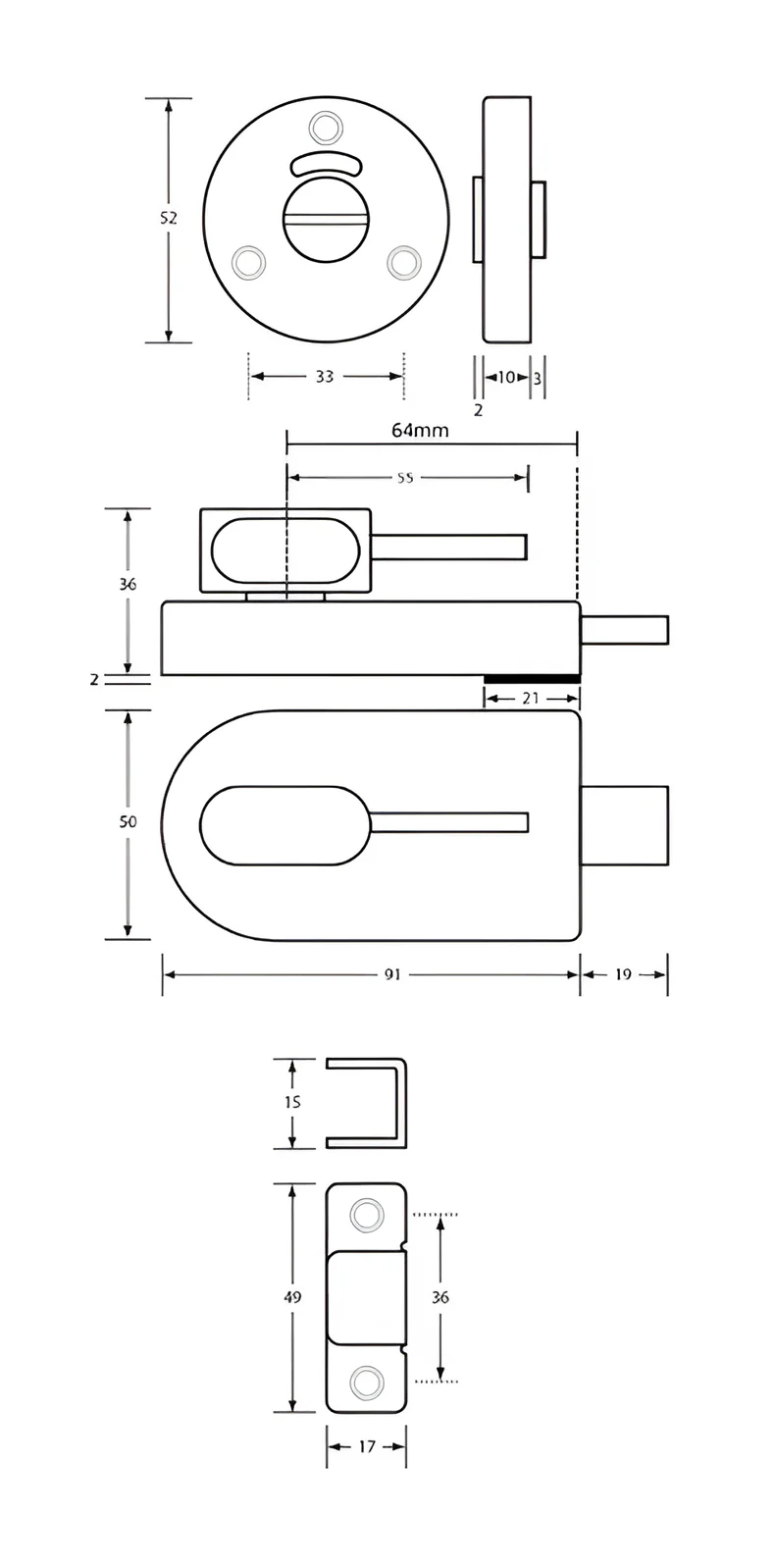 Metlam Ambulant Lock and Indicator with Bumper Stainless Steel 700AMB_LOCK_SS - Image 3