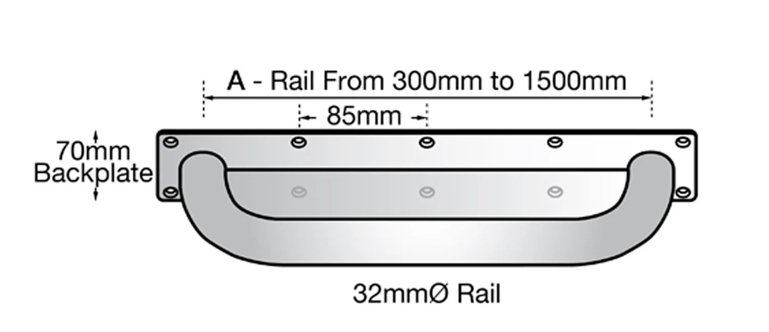 Metlam Anti-Ligature Straight Grab Rail - Available in Various Sizes - Image 2