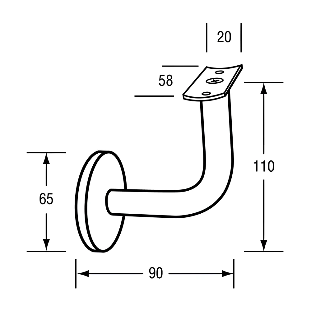 Metlam Concave Hand Rail Bracket Mount Satin Stainless Steel MLR386_CURVED - Image 2