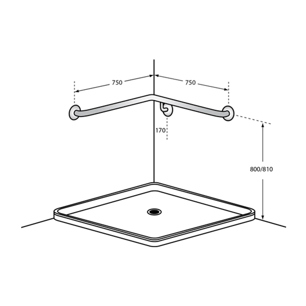 Metlam Corner Shower Grab Rail - Available in Left and Right Handing - Image 2