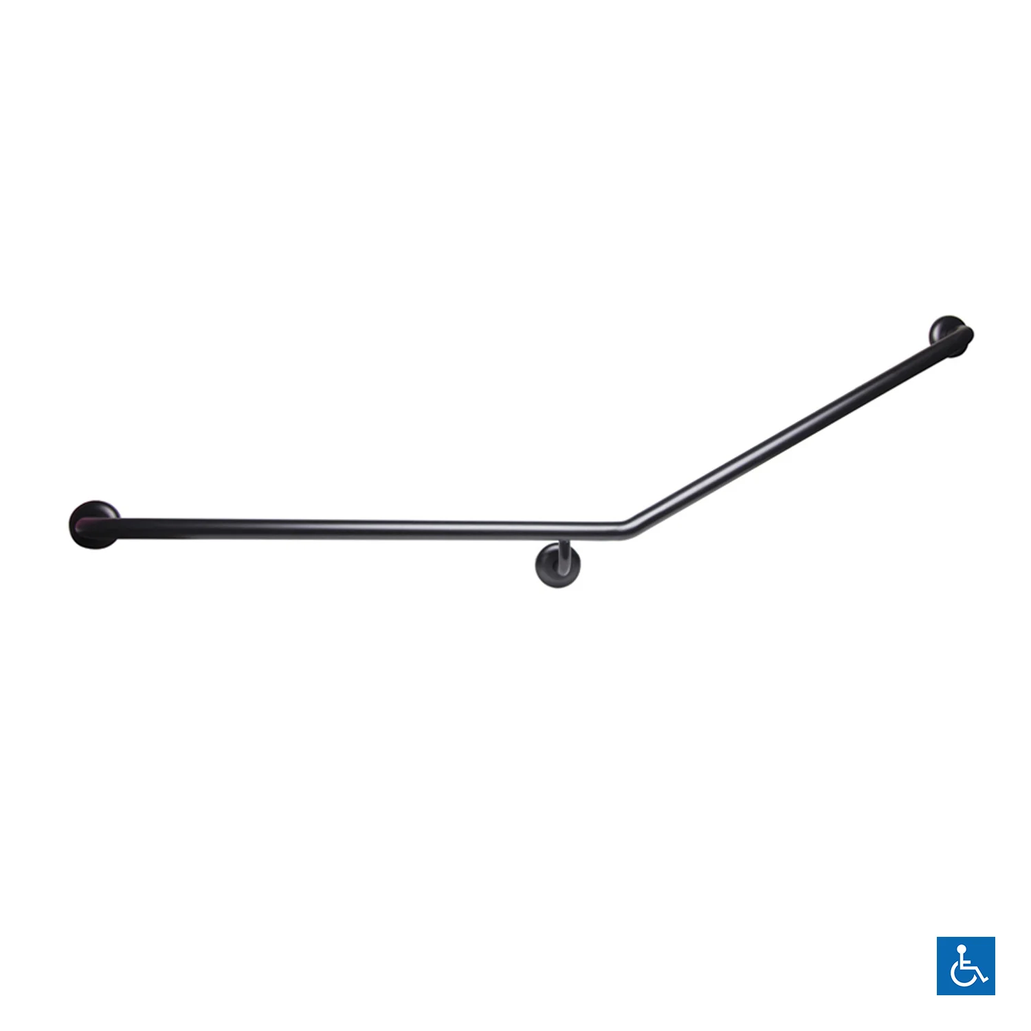 Metlam Grab Rail 30 Degree Side Wall 840x700mm Black - Available in Left and Right Handing - Image 4