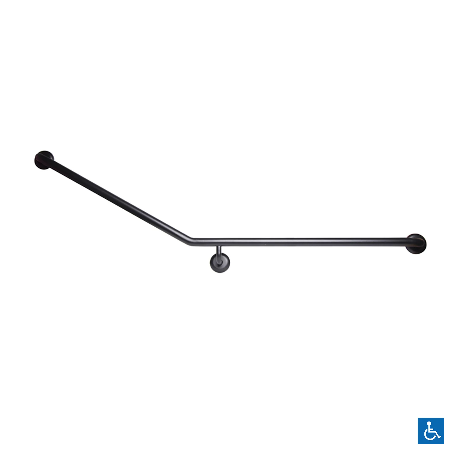 Metlam Grab Rail 30 Degree Side Wall 840x700mm Black - Available in Left and Right Handing - Image 5