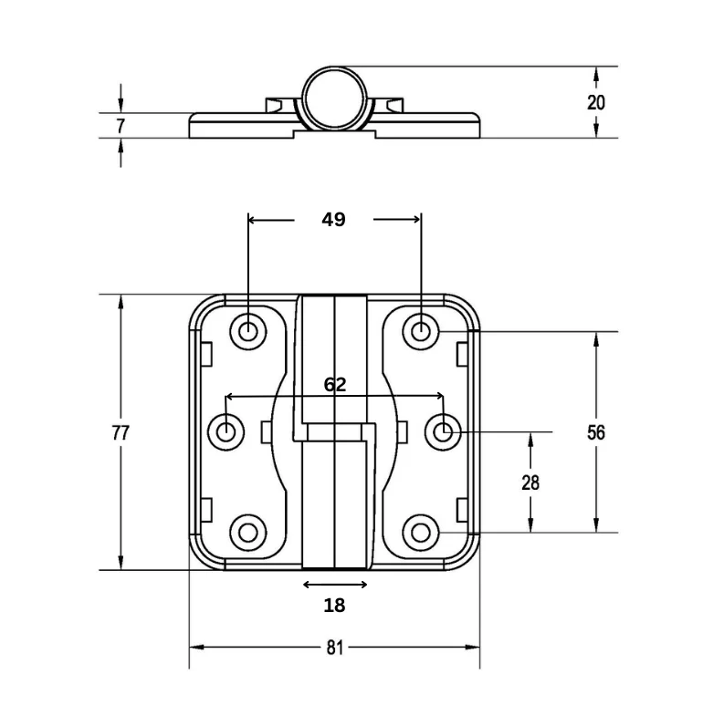 Metlam Gravity Hinge 77x81mm Antimicrobial MODA_GRAVITY_ANMB - Image 2