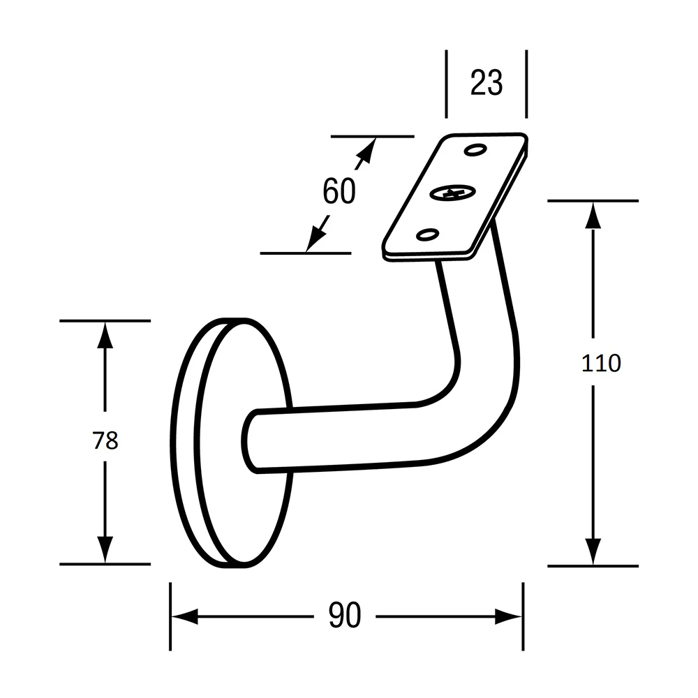 Metlam Hand Rail Bracket - Available in Curved and Flat Top - Image 2