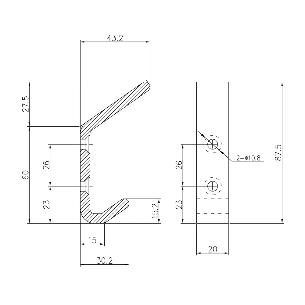 Metlam Hat and Coat Hook Anodised Aluminium ML4154 - Image 2