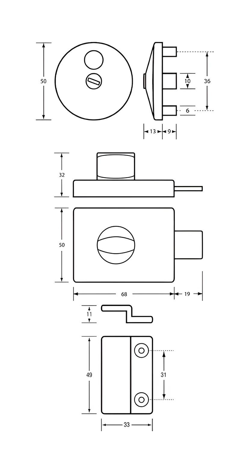 Metlam Lock and Indicator Set Concealed Screw - Available in Various Finishes - Image 2