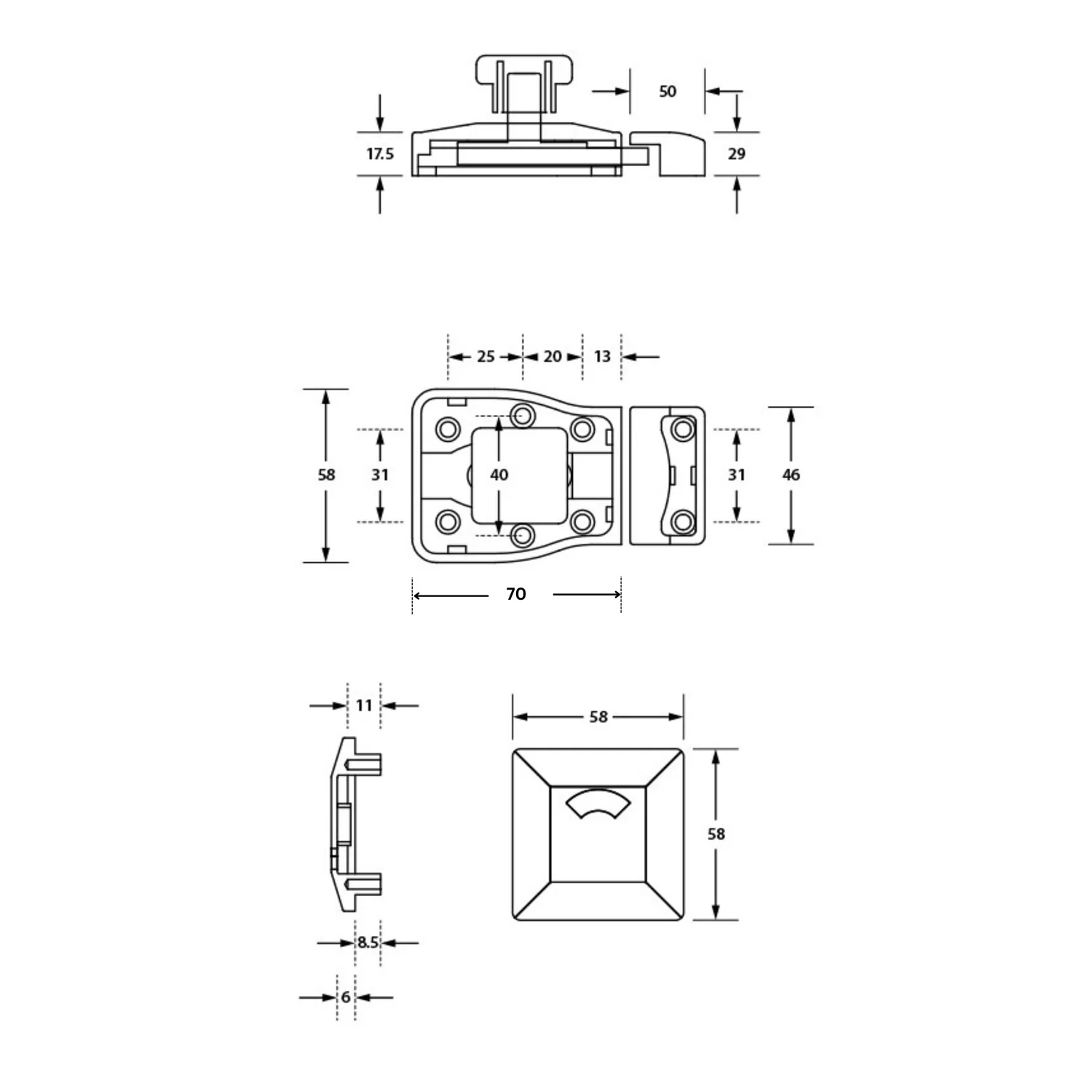 Metlam Moda Lock and Indicator Set Concealed Screw Fix - Image 2