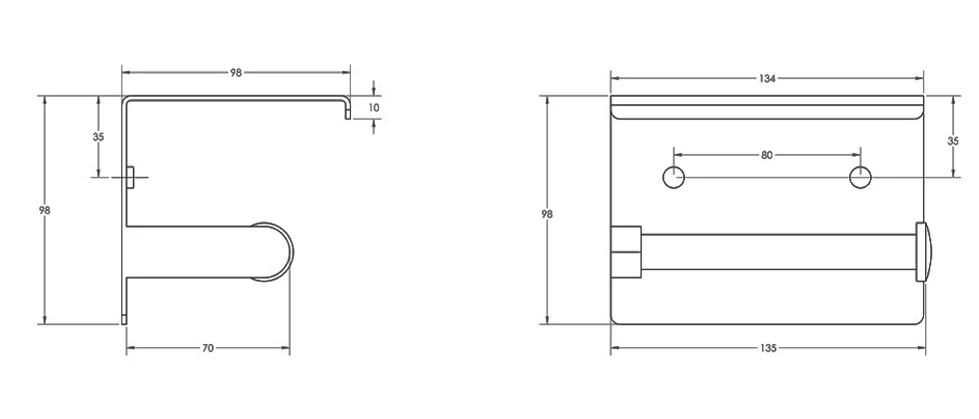 Metlam Single Toilet Roll Holder with Shelf Top - Image 2