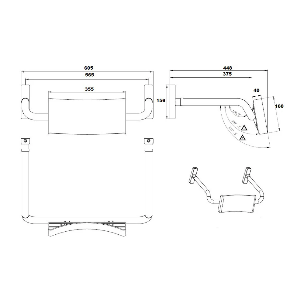 Metlam Vandal Proof Curved Rail Backrest - Available in Various Finishes - Image 2