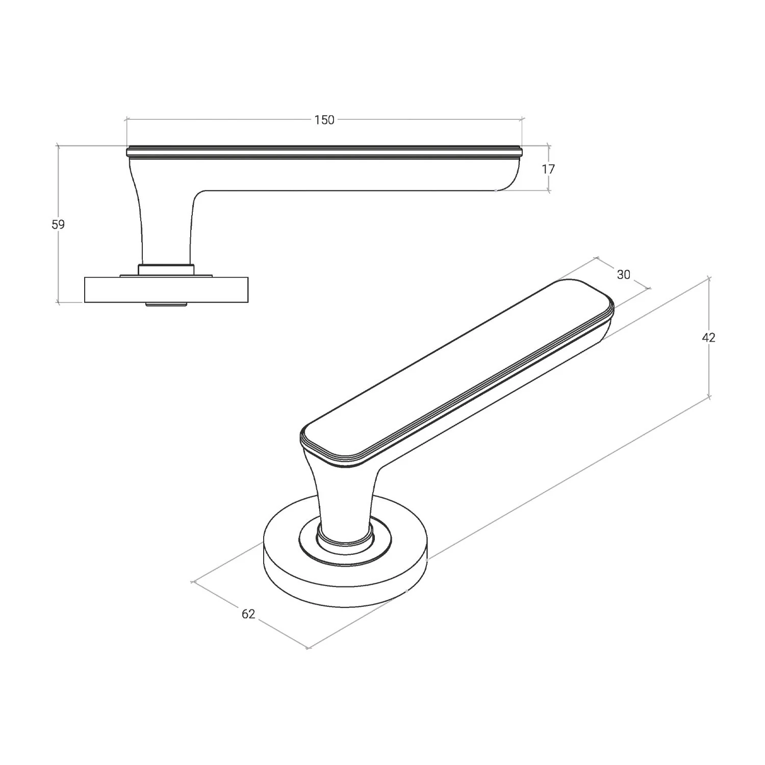 Momo Aspen Solid Brass Lever Entrance Set - Available in Various Finishes - Image 2