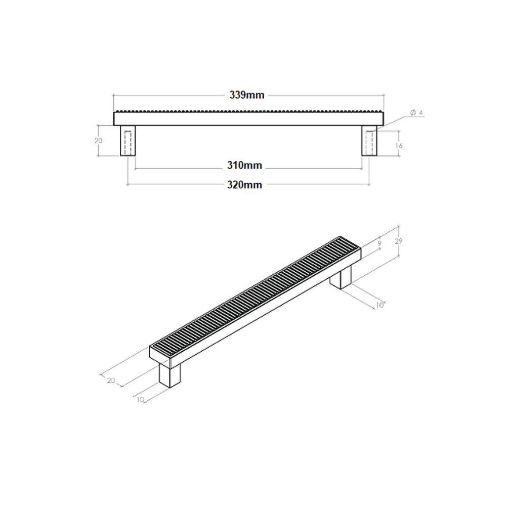 Momo Barrington Bar Handle 320mm CTC - Available in Various Finishes - Image 2