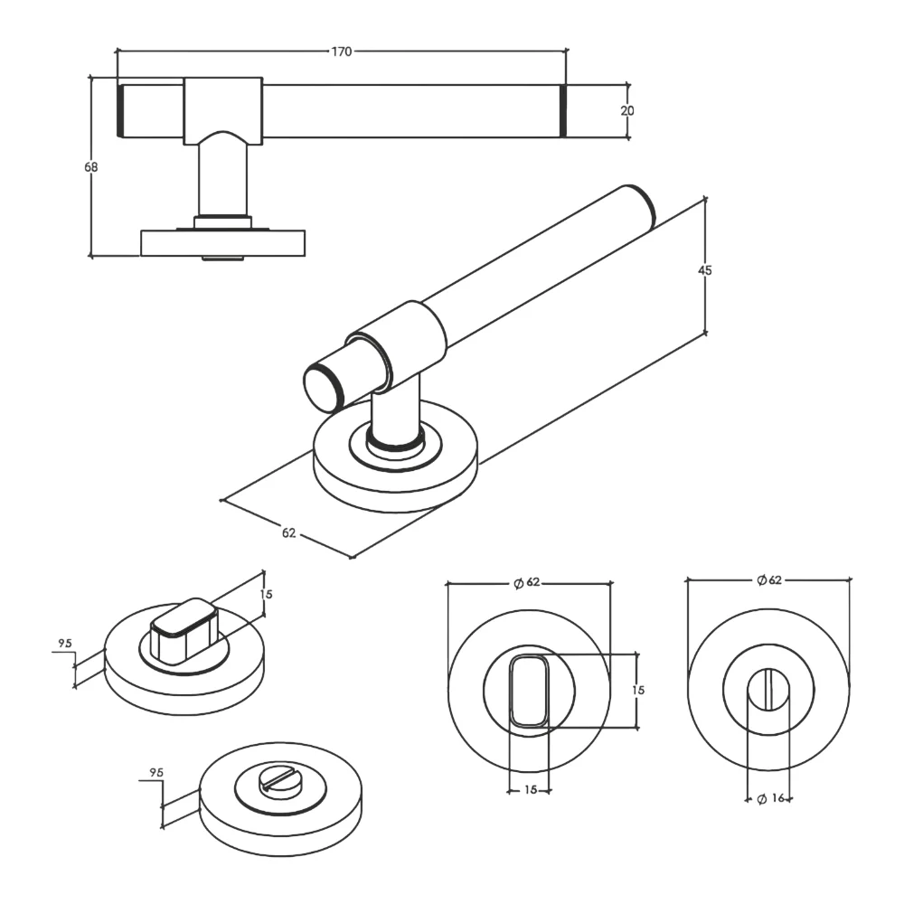 Momo Belgravia Door Handle Lever Tubular Latch Privacy Set - Available in Various Finishes - Image 8