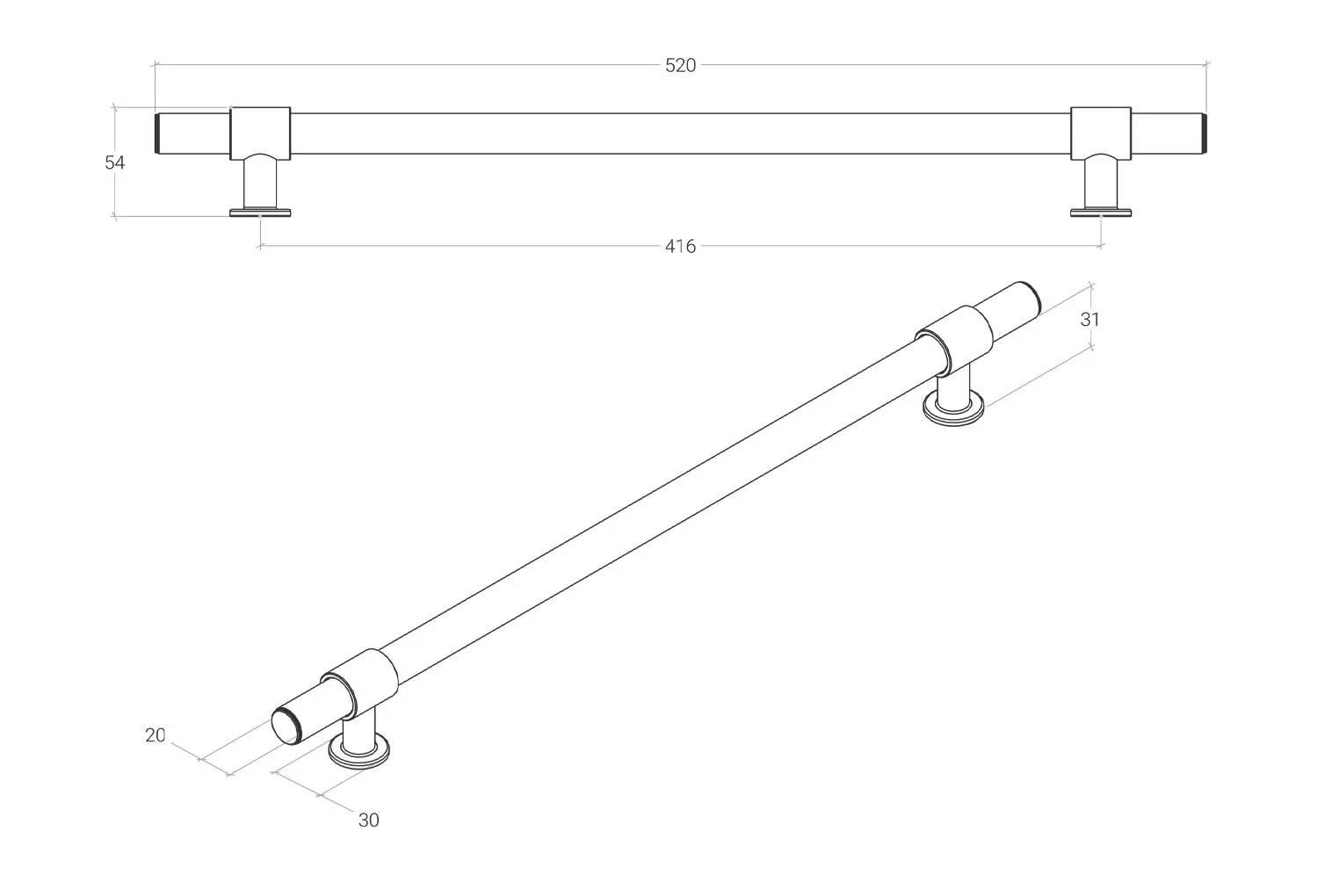 Momo Belgravia Knurled Pull Handle w/ Back to Back Fixing 416mm - Available in Varrious Finishes - Image 8