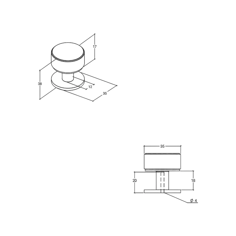 Momo Belgravia Plain 35mm Solid Brass Round Knob - Available in Various Finishes - Image 7