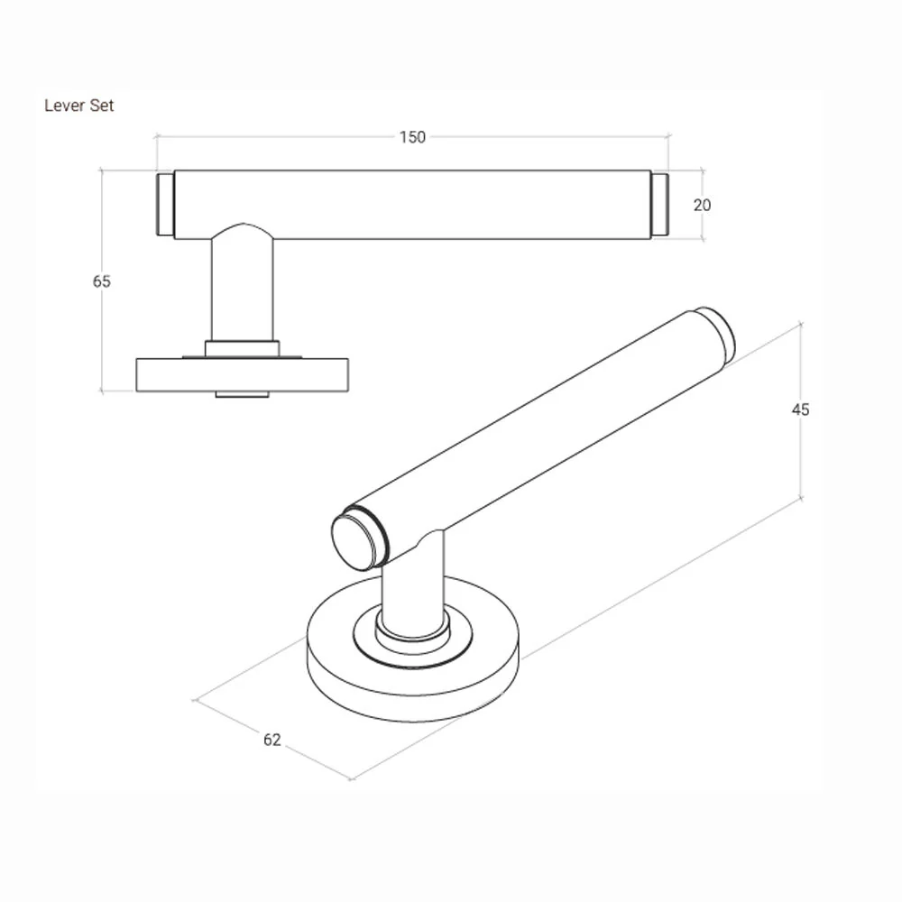 Momo Bellevue Plain Lever Door Handle Solid Brass Tubular Latch Passage Set - Image 3