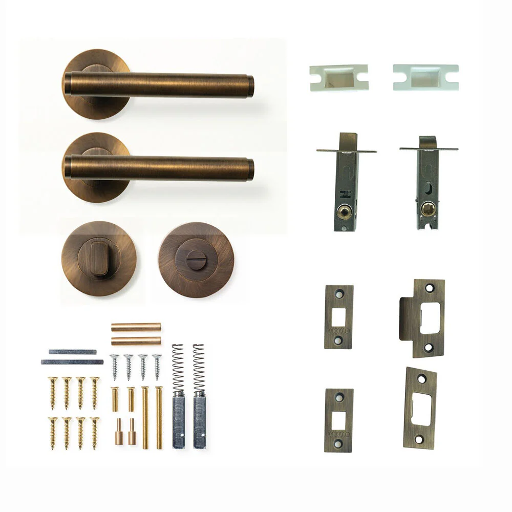 Momo Bellevue Plain Lever Door Handle Solid Brass Tubular Latch Privacy Set - Image 2
