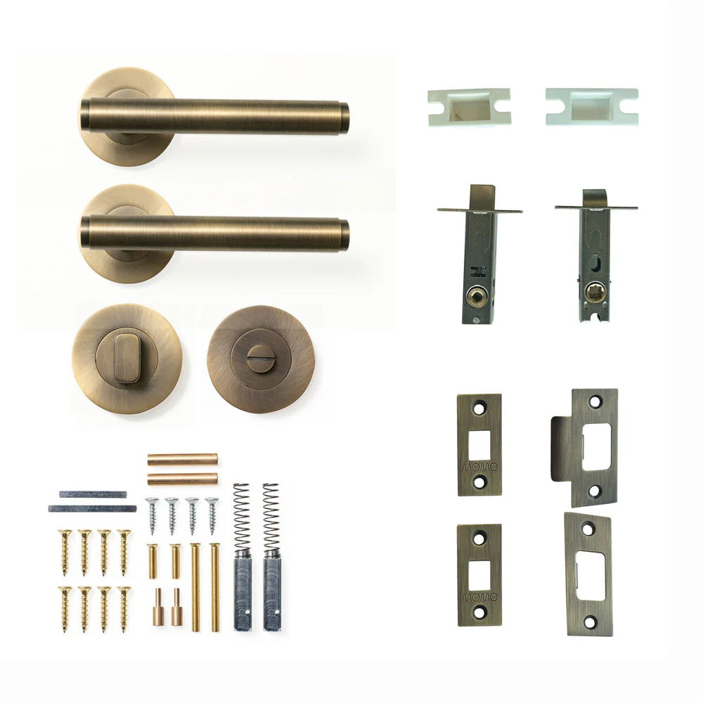 Momo Bellevue Plain Lever Door Handle Solid Brass Tubular Latch Privacy Set - Image 4
