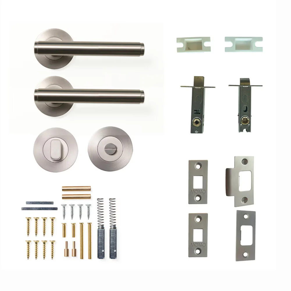 Momo Bellevue Plain Lever Door Handle Solid Brass Tubular Latch Privacy Set - Image 5