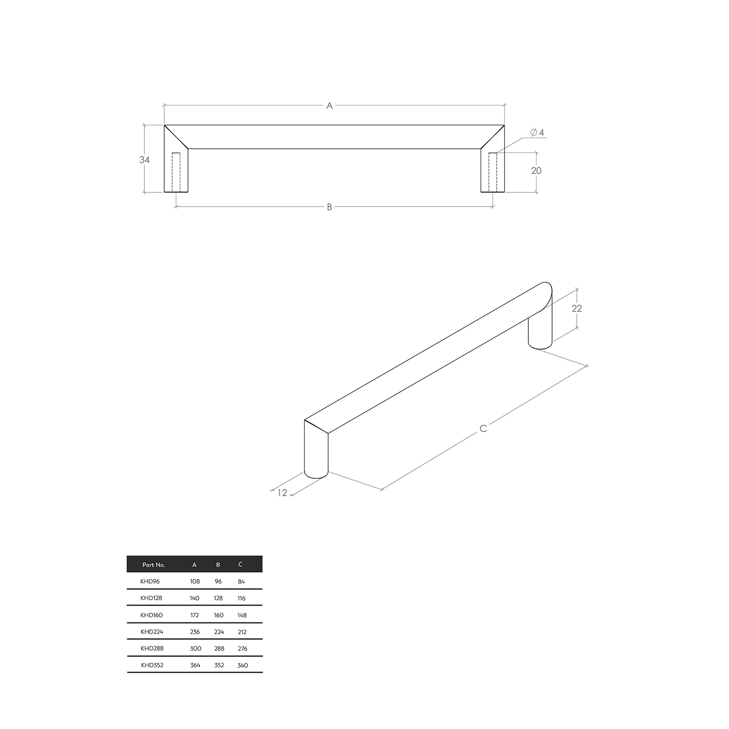 Momo Bergamo D Handle 304 Stainless Steel - Available in Various Sizes - Image 2