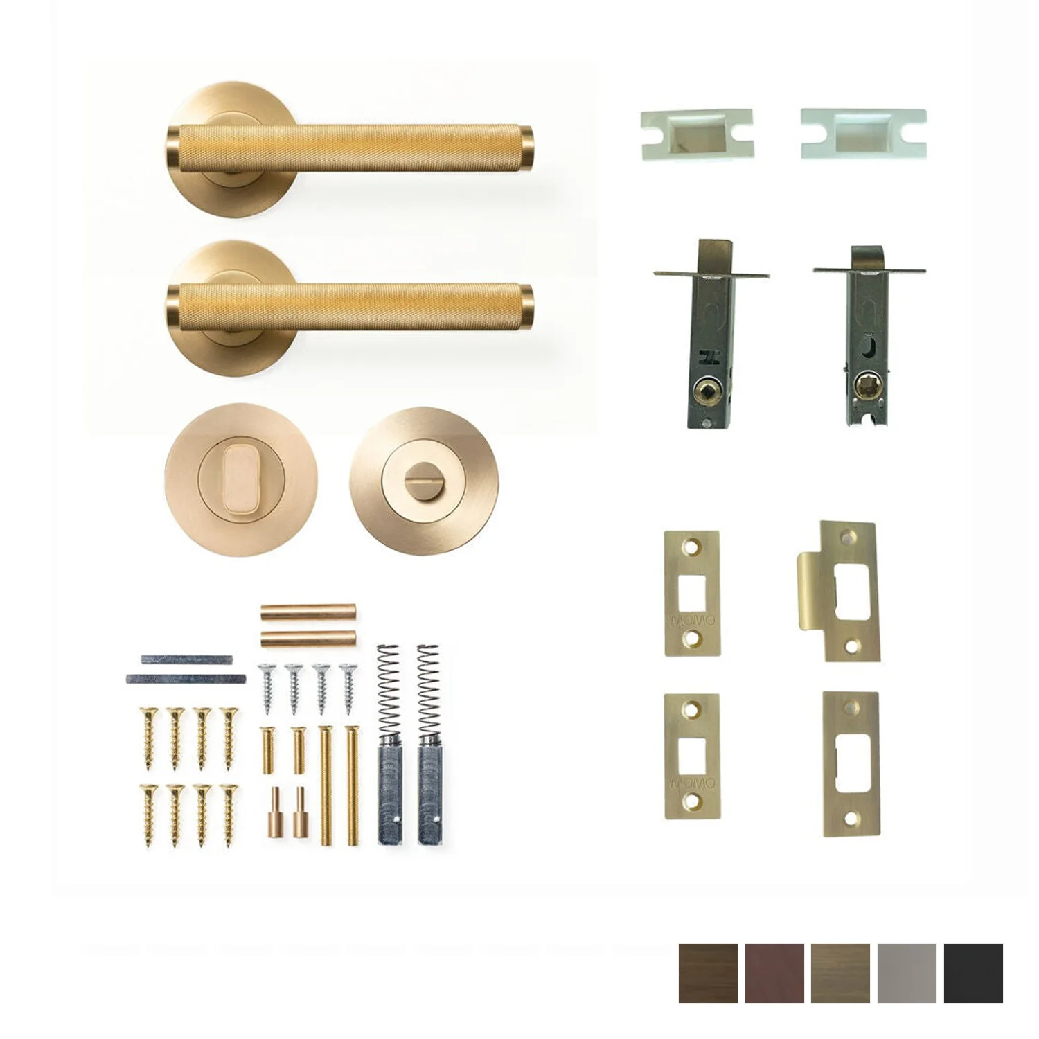 Momo Bellevue Knurled Door Handle Lever Tubular Latch Privacy Set- Available in Various Finishes
