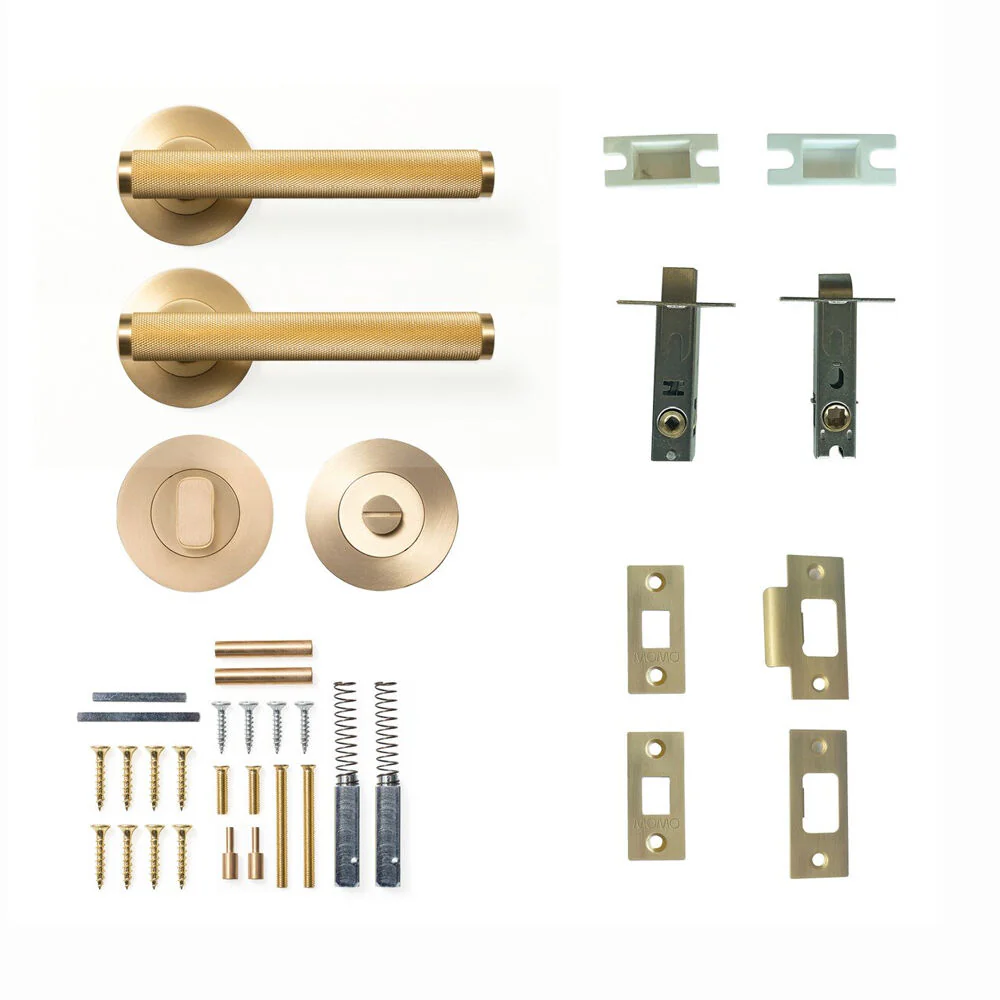 Momo Bellevue Knurled Door Handle Lever Tubular Latch Privacy Set- Available in Various Finishes - Image 3