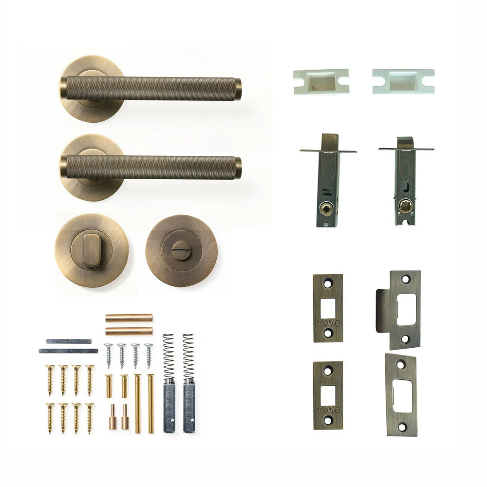 Momo Bellevue Knurled Door Handle Lever Tubular Latch Privacy Set- Available in Various Finishes - Image 4
