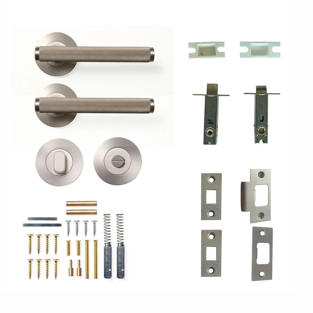 Momo Bellevue Knurled Door Handle Lever Tubular Latch Privacy Set- Available in Various Finishes - Image 5