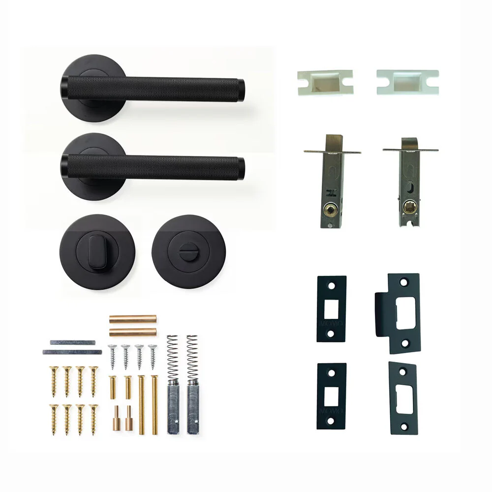 Momo Bellevue Knurled Door Handle Lever Tubular Latch Privacy Set- Available in Various Finishes - Image 6